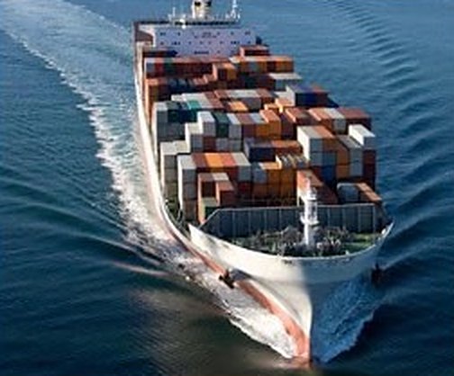 Container ship at sea